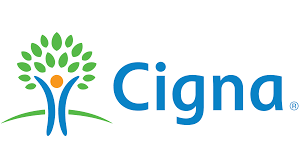 A blue and green logo for cigna.